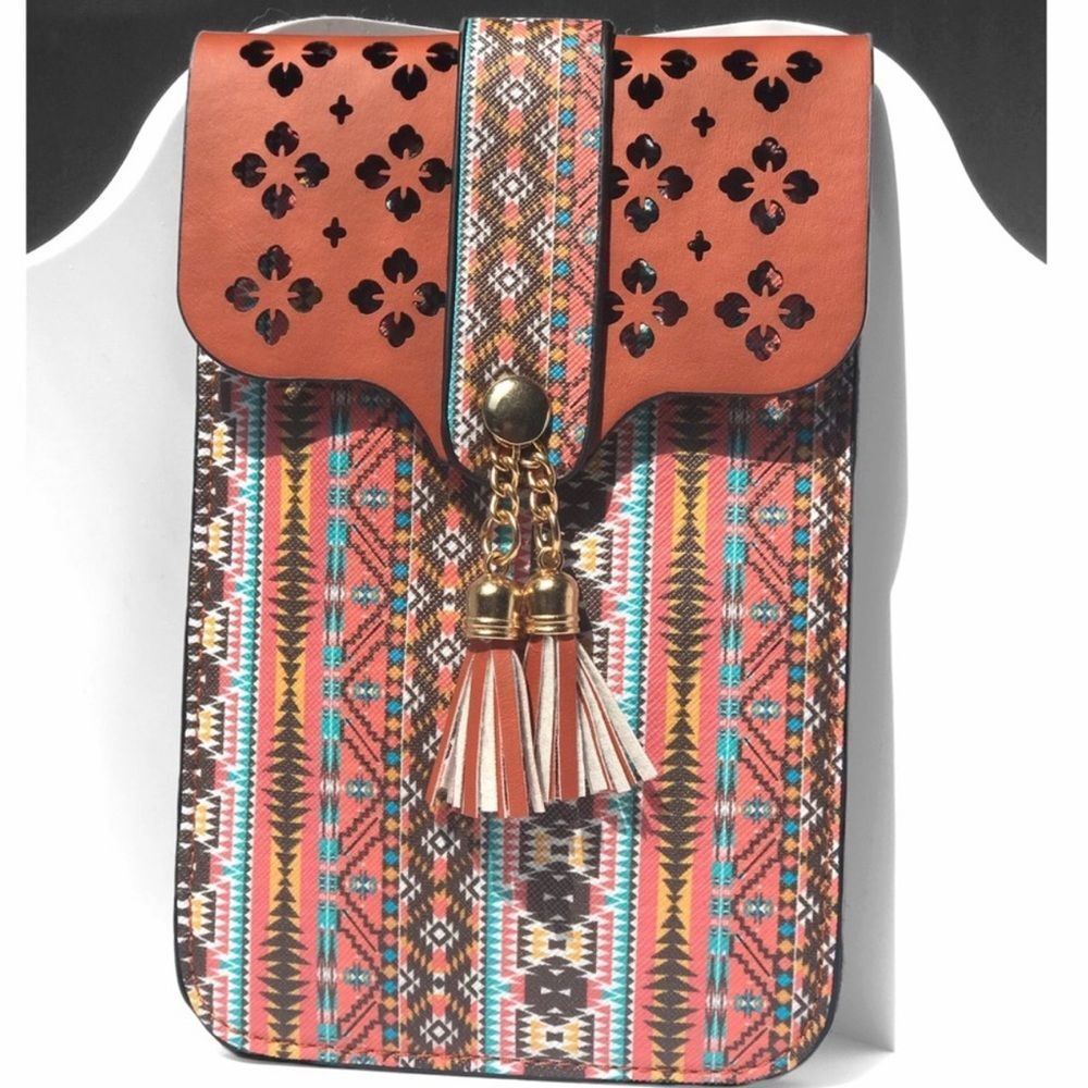 Aztec Print Cellphone Crossbody Bag